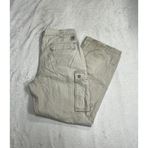 Carhartt Relaxed Fit Men's Size 38x33 Canvas Biege Tan Cargo Pants 100272-232